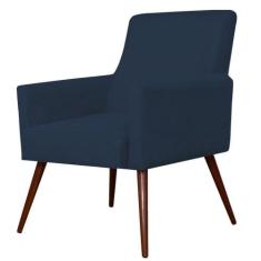 Poltrona Decorativa Para Sala de Estar e Recepção Maria W01 Suede Azul