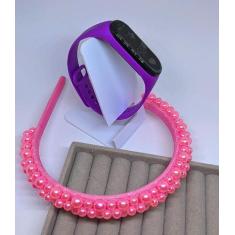 Kit Relógio Digital Led Prova água Bracelete Adulto Infantil Feminino 