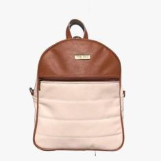 Bolsa Mochila Bicolor Média Off White-Feminino