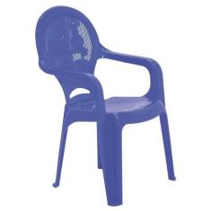 Cadeira Plastica Monobloco Com Bracos Infantil Estampada Catty Azul -
