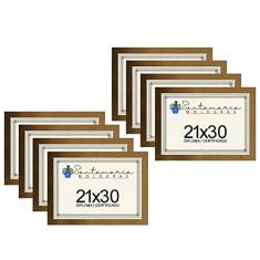Kit 8 Molduras Porta Diploma Certificado A4 21x30 Dourado
