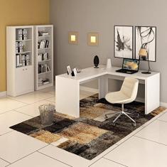 Conjunto Home Office 3 Peças com 1 Mesa para Escritório em L 2 Estantes Espresso Móveis