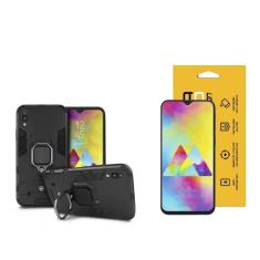 Kit Capa Case Capinha Defender Black E Película De Vidro Dupla Para Samsung Galaxy M10 - Gshield