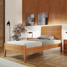 Cama Solteiro 90cm Amazone Josandro Móveis Amêndoa/mel
