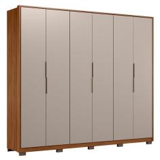 Guarda Roupa Casal Atrice 6 Portas Nogueira Nude Prime TX com Pés Demóbile - Demartêz