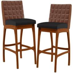 Kit 02 Banquetas Altas Mila Marrom Corano Preto