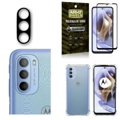 Capinha moto g31 + película de câmera + película 3d