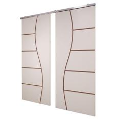 Porta Dupla Branco Prime Frisada Kit Alumínio F07 - 210x140