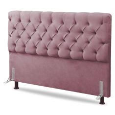 Cabeceira Cama Box Casal Lylla 140cm Capitonê Com Frame Veludo Rosê - Abmaza