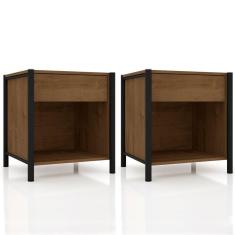 Kit 02 Mesas De Cabeceira 1 Gaveta Viena Preto