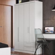 Guarda Roupas Solteiro 4 Portas 2 Gavetas Nero Móveis Castro