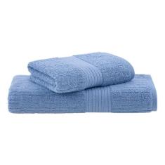 Jogo de Toalhas Buddemeyer Fio Penteado Canelado Gigante Azul 2 Peças