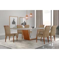 Conjunto Sala de Jantar Mesa Madeira Maciça Medelim e 6 Cadeiras Havan