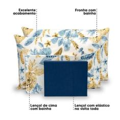 Lençol Queen 4 Pçs Estampado Percal 180 Fios Bainha - Bem Me Quer Enxo