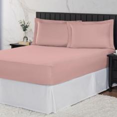 Jogo de Cama Casal King 400 Fios Percal 03 Peças Com Aba, Antiácaro, A