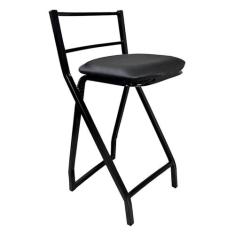 Banqueta Gourmet Alta Metal Estilo Industrial Assento material sintéti