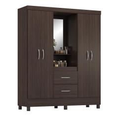 Guarda Roupa Capelinha Lord 4 Portas Café Touch Com Espelho - Demóbile Café Touch