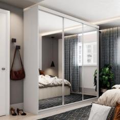 Guarda Roupa Casal Com Espelho 3 Portas Em Perfect Lugano - RR Móveis