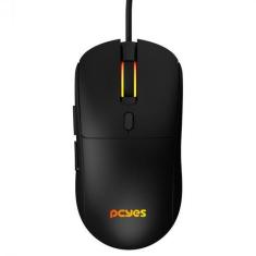 Mouse gamer pcyes basaran black vulcan - 12400 dpi - rgb - 6 botoes - 