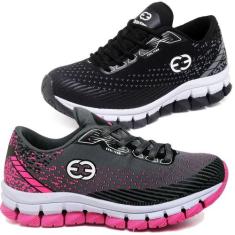 Kit 2 Tênis Infantil Feminino Evoltenn Impacto Cinza/Preto, Cinza, Pre