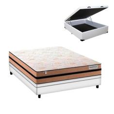 Cama Box Baú Casal e Colchão Smart Milano Molas Ensacadas - Plumatex