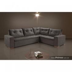 Sofá de Canto Suede Marrom Potenza Pés de Madeira - Vicam Estofados