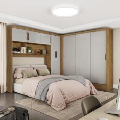 Guarda-Roupa Casal Modulado 5 Portas Santiago 3 Portas 5 Gavetas Bege/