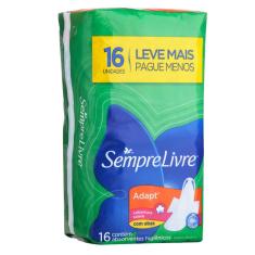 Absorvente Externo Sempre Livre Adapt Cobertura Suave com Abas 16 Unidades