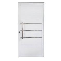 Porta Lambril de Alumínio Direita 210 x 90cm com Friso Linha Veneza Esquadrias Bergame Branco