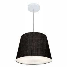 Lustre Pendente Cone Md-4155 Cúpula Em Tecido 30/40x30cm Pret