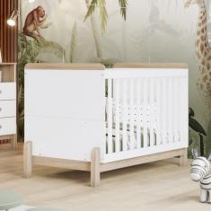 Berço Mini Cama 2 em 1 Ternura Henn - Branco/Jequitiba HP