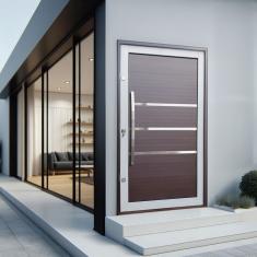 Porta Pivotante Lambril Evolution com Puxador Lado Direito Elite 216x150 Mix Corten