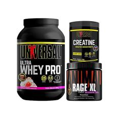 Kit Ultra Whey Pro 909g + Pré Treino Animal Rage XL 221g + Creatine Mo