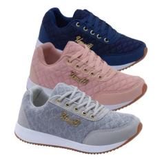 Tênis Para Academia Corrida Macio Caminhar Combo 3 Pares - Vanelli, 36