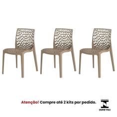 Kit 3 Cadeiras Gruvyer Nude Sala Cozinha Jantar