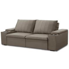 Sofá Retrátil Reclinável 3 Lugares 205cm Baluart F05 Veludo Castor - Mpozenato