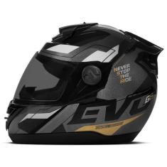 Capacete evolution g8 evo brilhante + viseira fumê - PRO TORK, PRETO, 