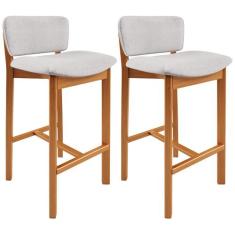 Kit 02 Banquetas Alta Para Cozinha Sala de Jantar Bar Dara L02 Linho C