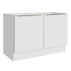 Balcão Gabinete de Pia Madesa Lux 120 cm 2 Portas (Sem Tampo) - Branco/Branco Veludo
