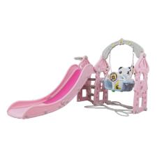 Playground Infantil 3 em 1 Plástico Escorregador Balanço Cesta Lazer Brinquedo Rosa Brinqway Bw-218