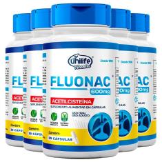 Kit 5 Fluonac Acetilcisteína Unilife 30 Cápsulas