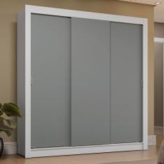 Guarda Roupa Casal Sublime Plus 3 Portas de Correr 4 Gavetas Branco-cinza