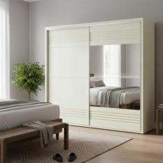 Guarda Roupa 100% MDF Casal 2,67m com 2 portas de correr e espelho TW6
