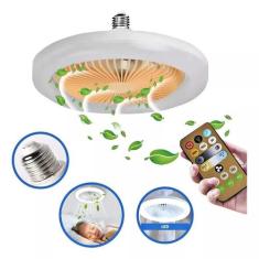 Ventilador de teto e lâmpada luminária Led Bivolt 2 em 1 com controle 