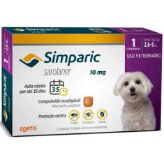 Antipulgas Zoetis Simparic 10mg para Cães 2,6 a 5Kg - 1 Comprimido