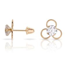 Brinco Infantil de Ouro 18K Florzinha - 3 argolas com solitário de ped