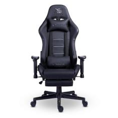 Cadeira Gamer Xt Racer Attack Com Apoio De Pés Preta E Prata, Nylon, 6