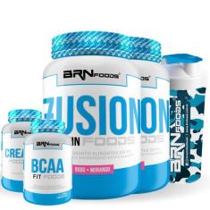 Kit 2x Fusion Protein 900g + BCAA 100g + Creatina 100g + Coqueteleira 