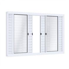Janela de Aço Veneziana de Correr 100x150cm 6 Folhas com Vidro Riobras