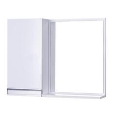 Armário para Banheiro com Espelho Branco com Puxador Metal